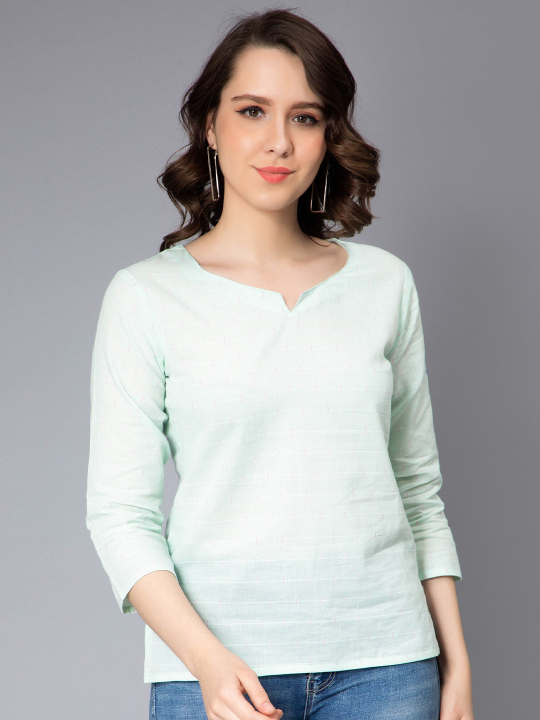 NUEVOSDAMAS Round Neck Cotton Top