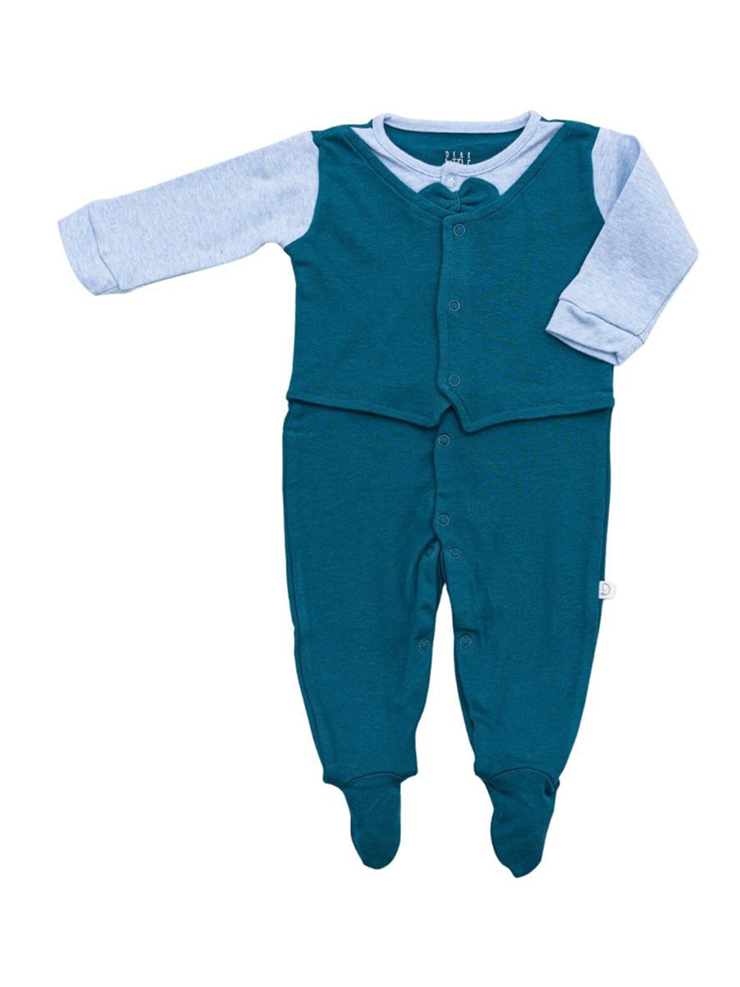 Dear Little Infants Boys Bow-Tie Style Cotton Sleepsuit