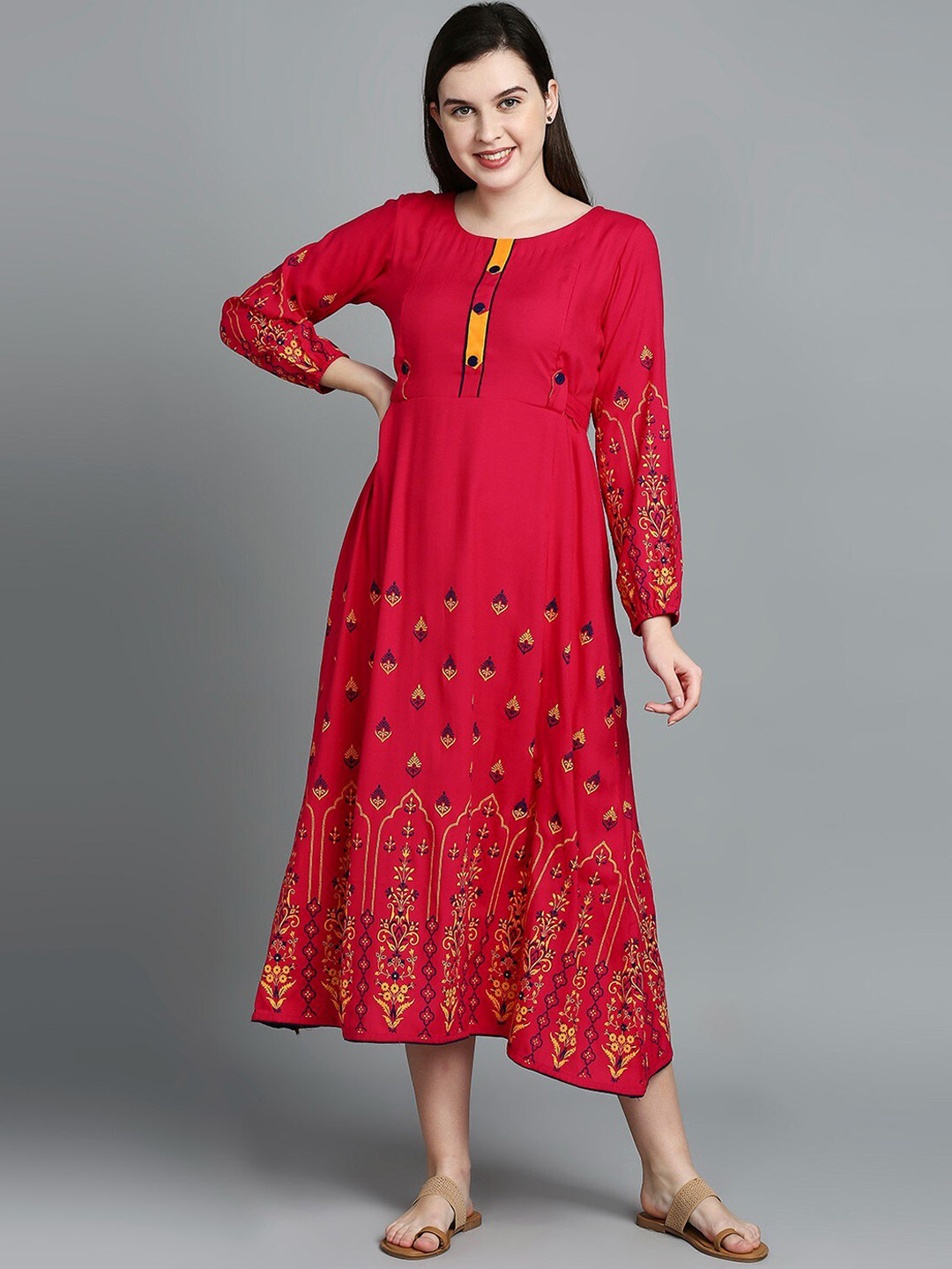 True Shape Ethnic Motif Printed Maternity Anarkali Kurta