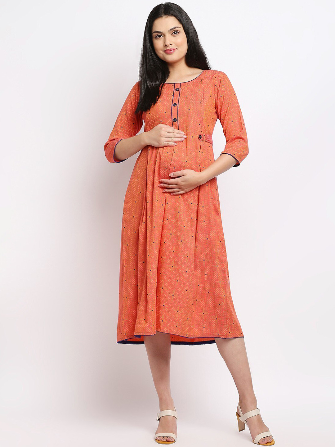 True Shape Abstract Printed Maternity Ethnic Dress