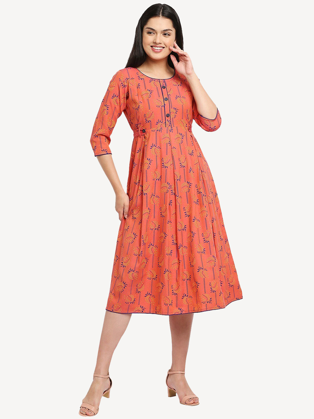 True Shape Ethnic Motif Printed Maternity Ethnic Dress
