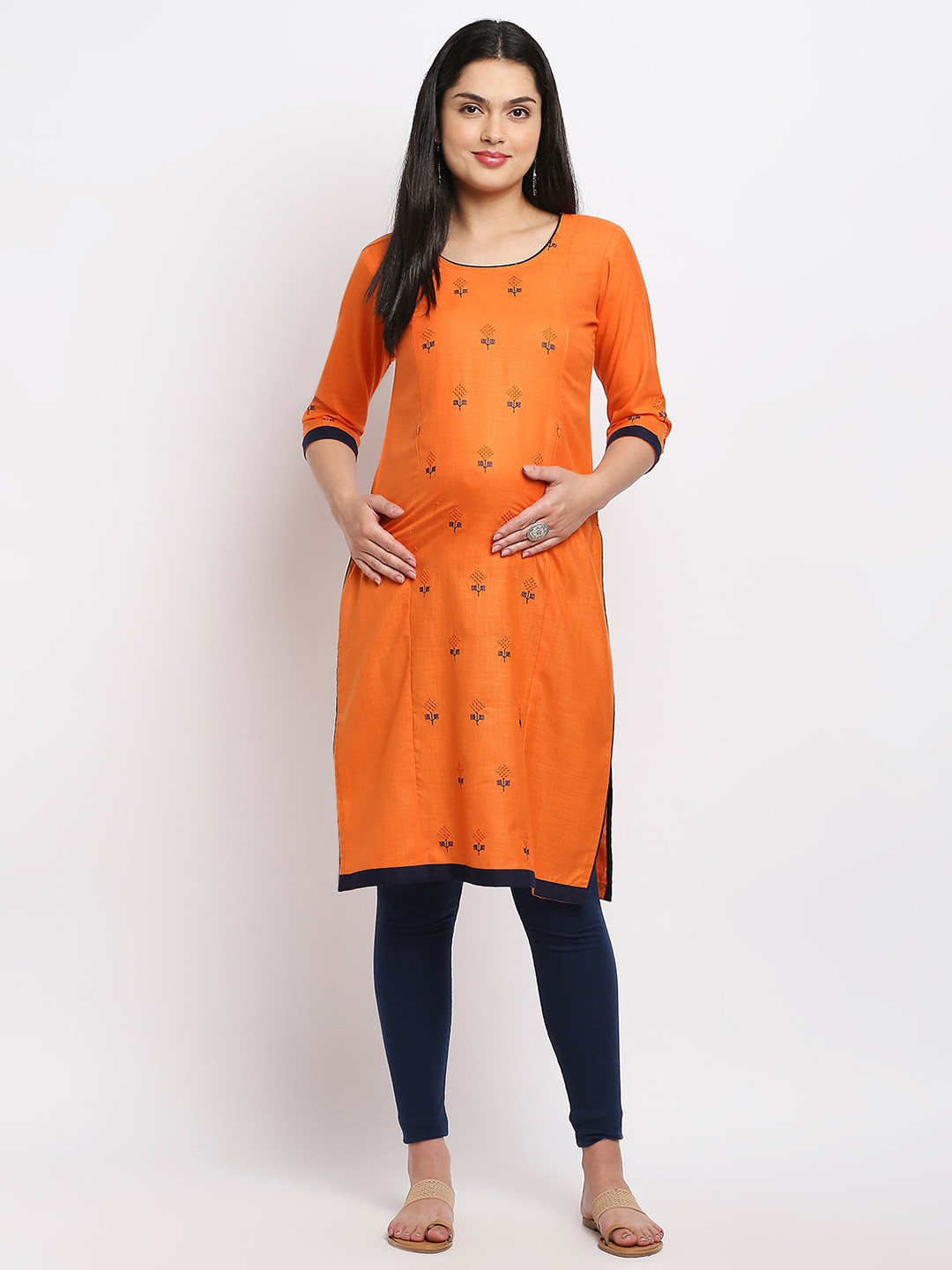 True Shape Floral Printed Maternity Straight Kurta