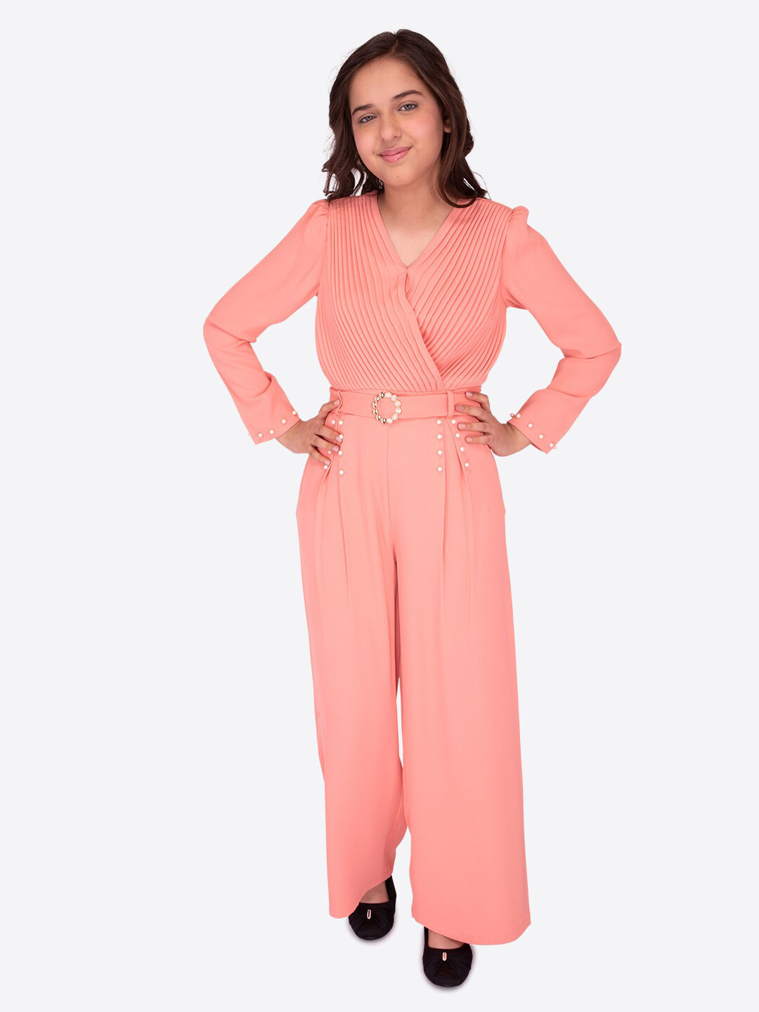 CUTECUMBER Girls V-Neck Basic Jumpsuit