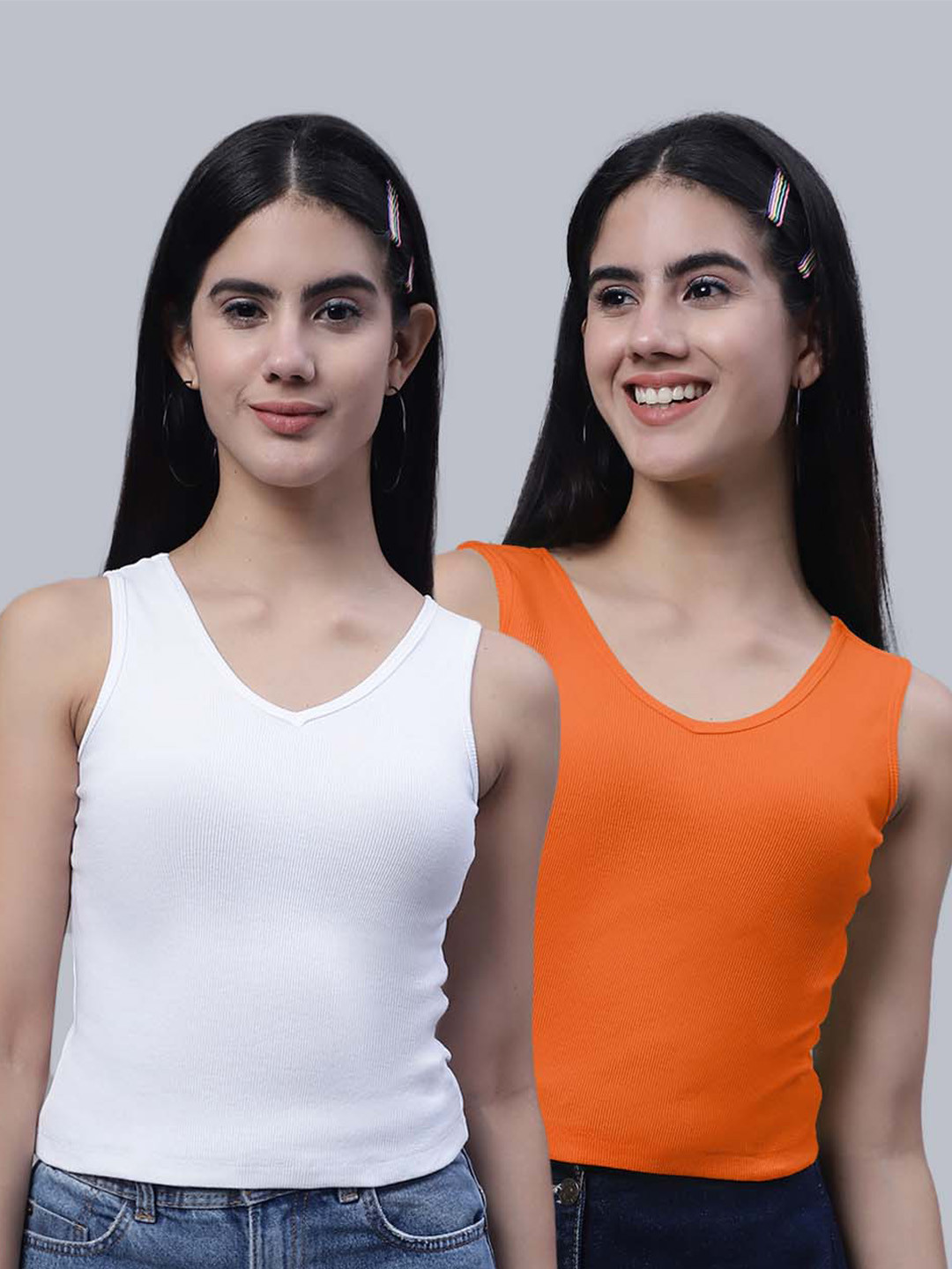 FBAR Pack Of 2 V-Neck Cotton Crop Top