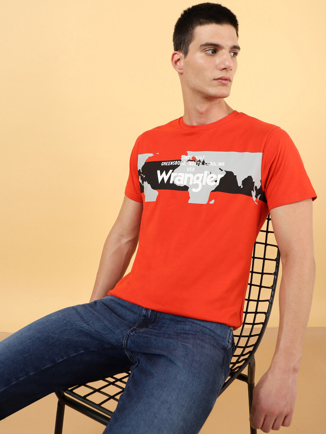 Wrangler Typography Round Neck Cotton T-shirt