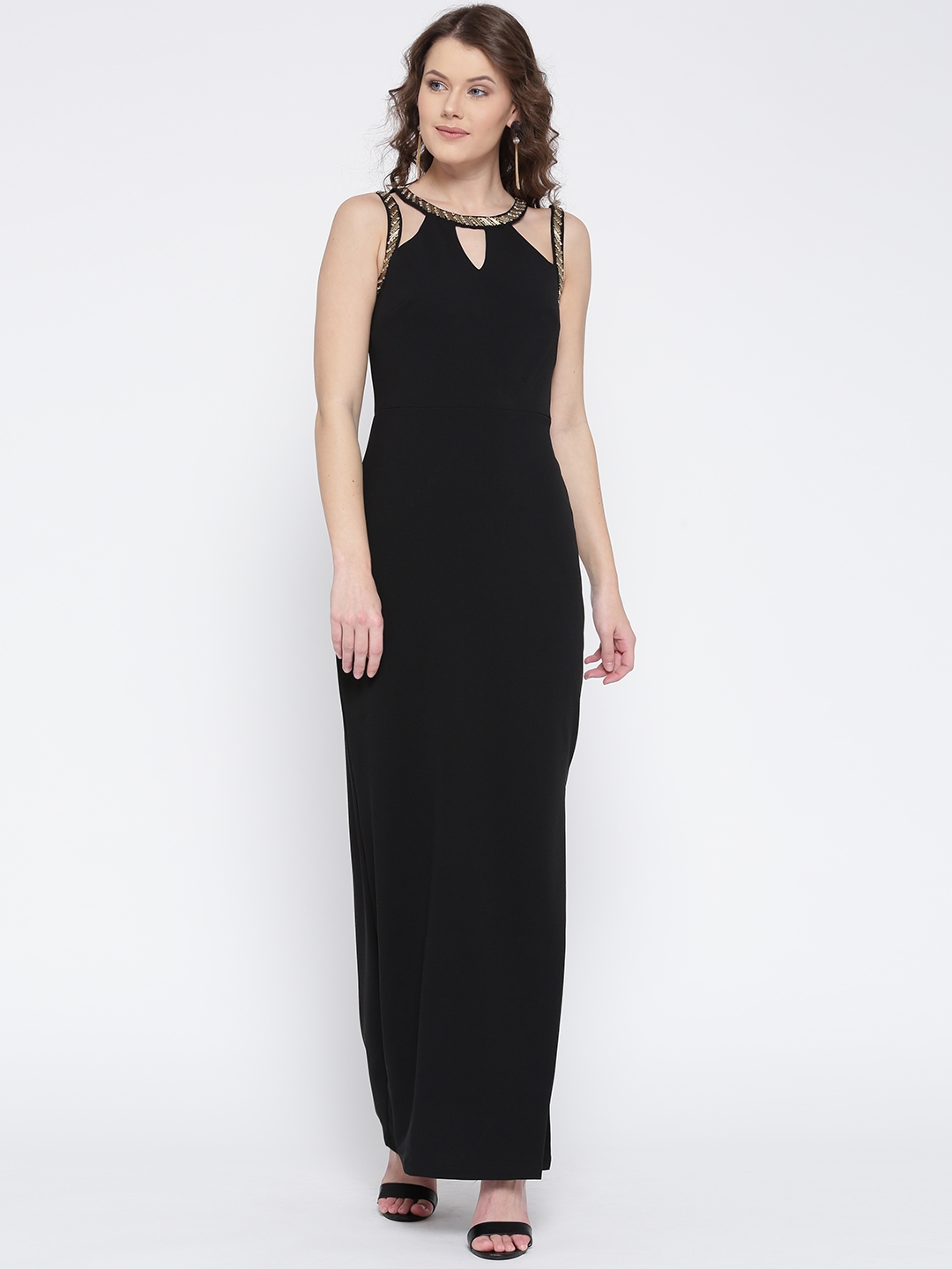 Buy Madame Women Black Solid Maxi Dress ...