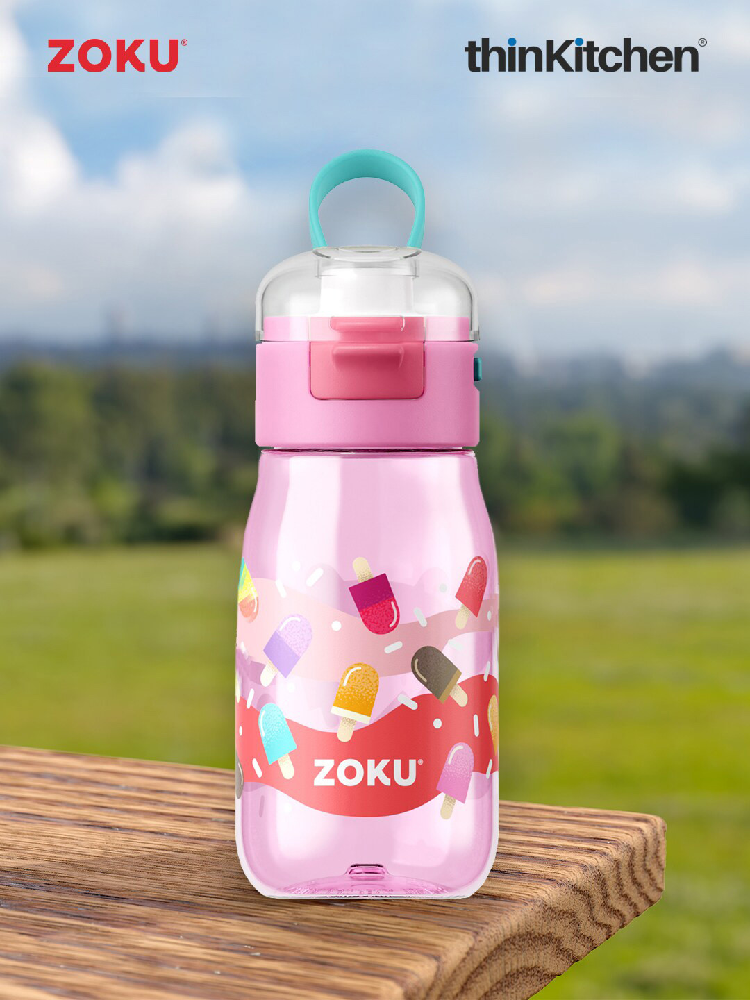 ZOKU Pops Pink Conversational Plastic Spill Proof Sipper - 415ml