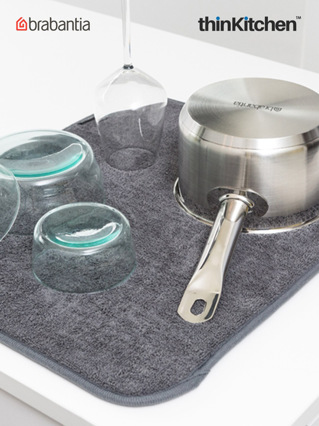 Brabantia Grey Solid Microfibre Dish Drying Mat