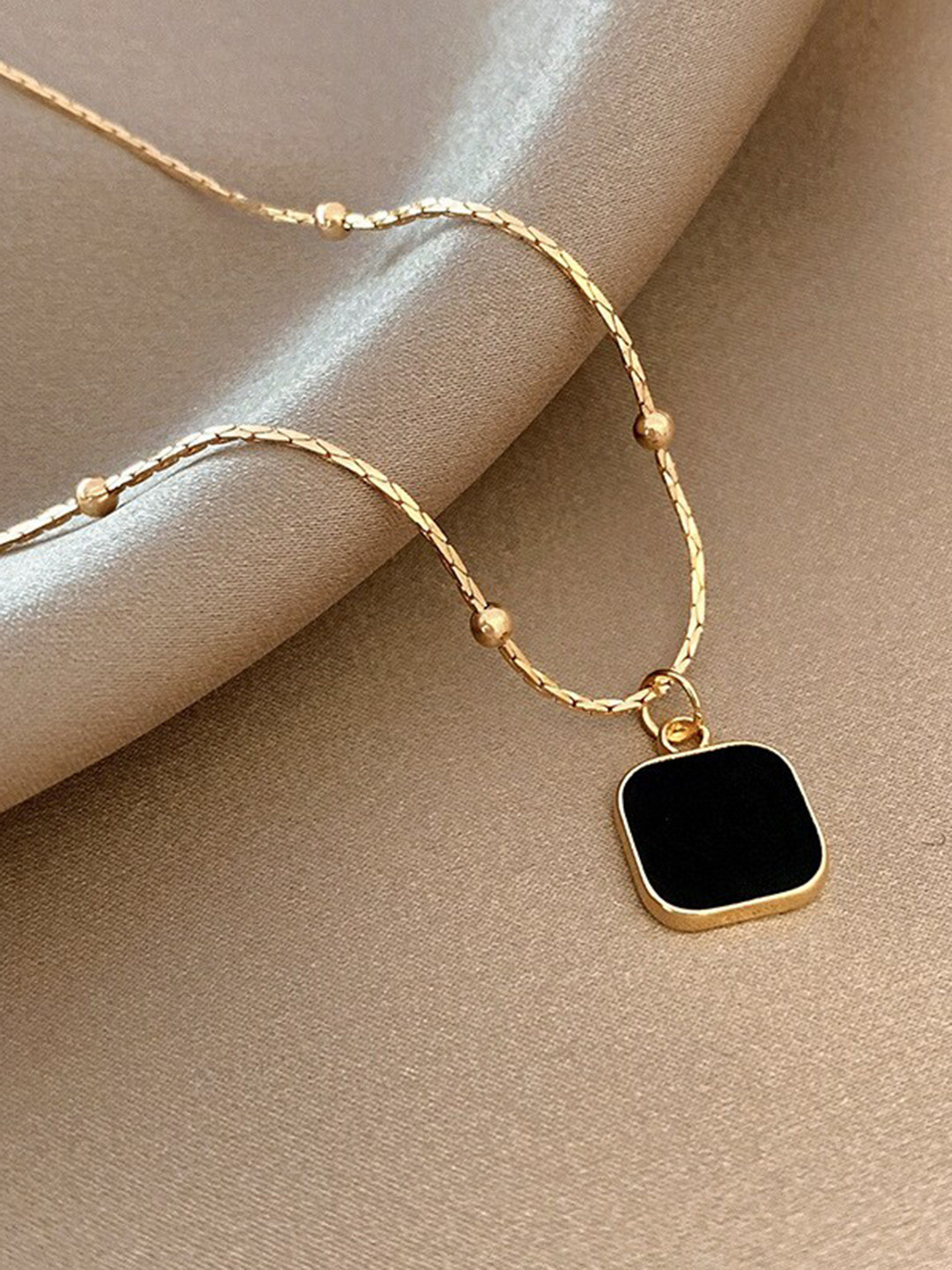 MYKI Gold-Plated Square Pendant With Chain