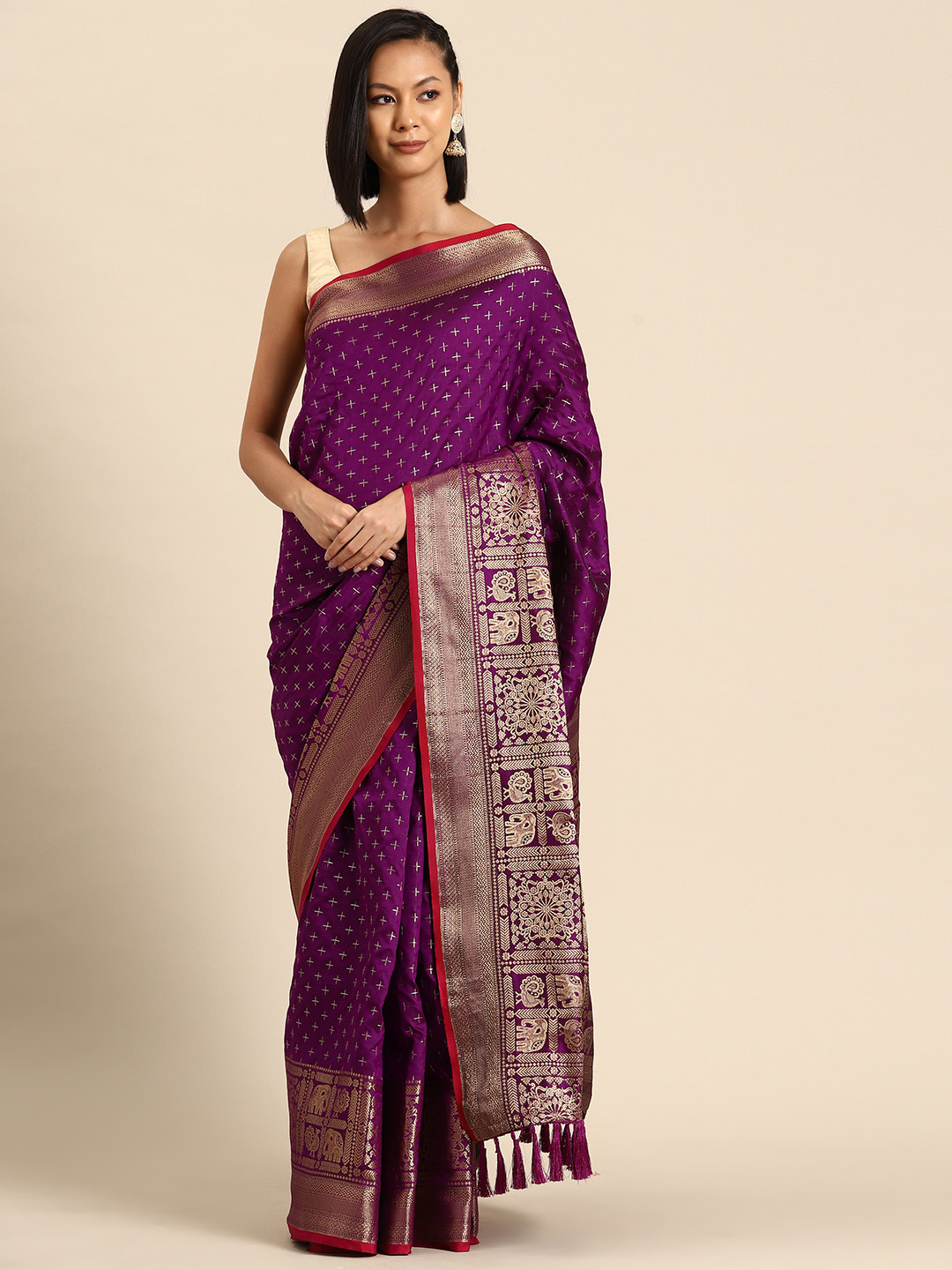 Tasarika Woven Design Ethnic Motifs Zari Banarasi Saree