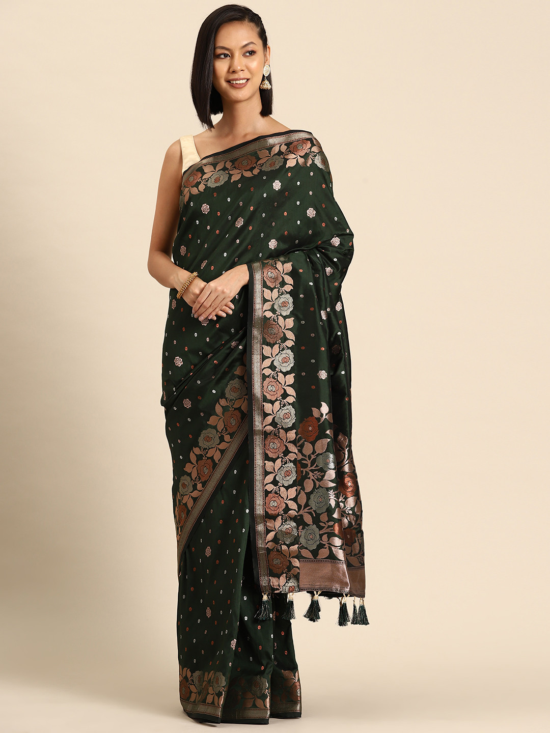 Tasarika Woven Design Floral Zari Banarasi Saree