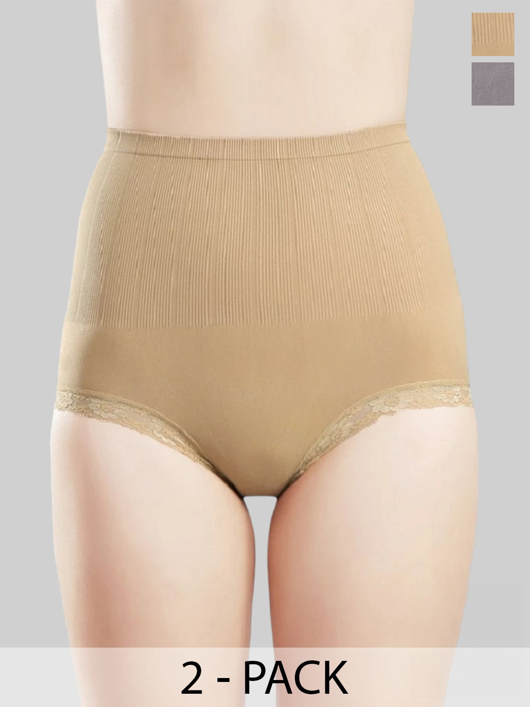 PLUMBURY Women Pack Of 2 Seamless Post Pregnancy Tummy Control Panties