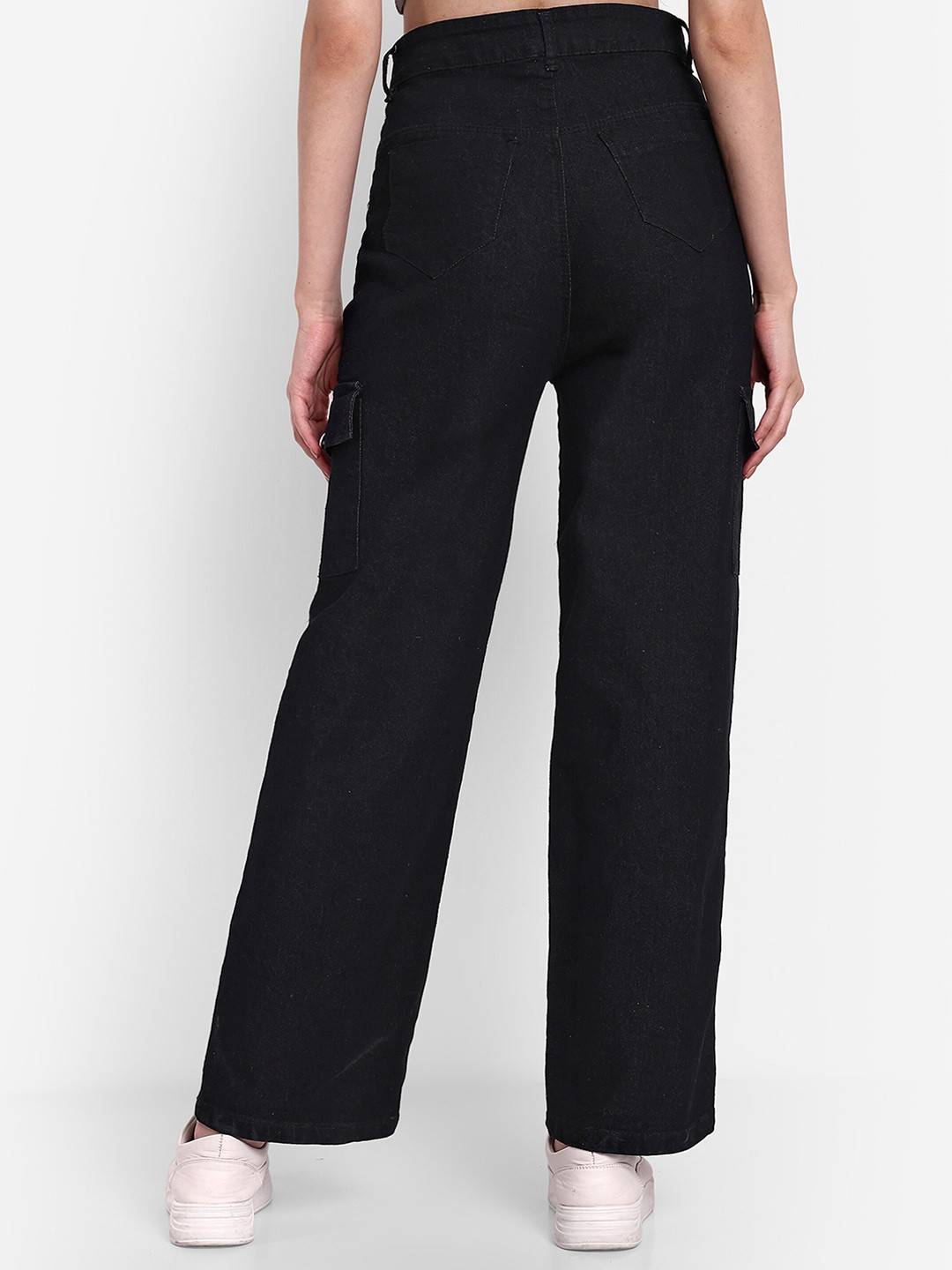 Next One Women Smart Wide Leg High-Rise Stretchable Cargo Jeans