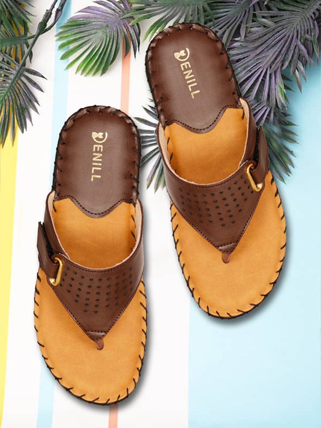 Denill Textured Open Toe Flats