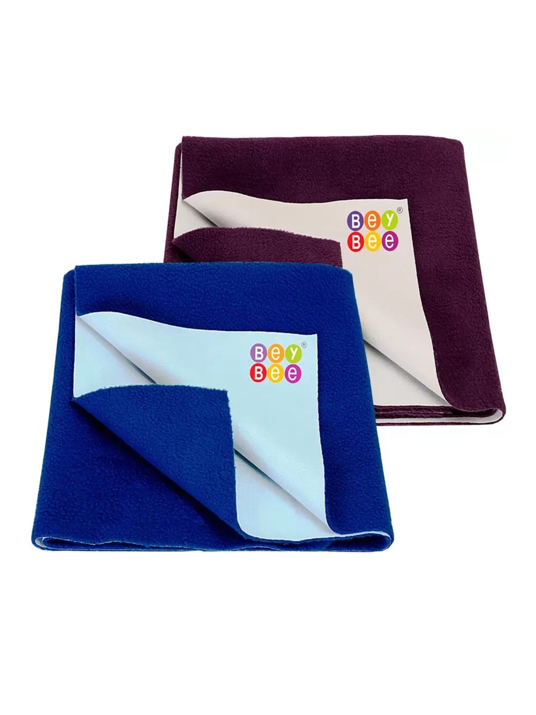 BeyBee Kids Purple Colored & Blue 2Pcs Cotton Breathable & Lightweight Mattress Protectors