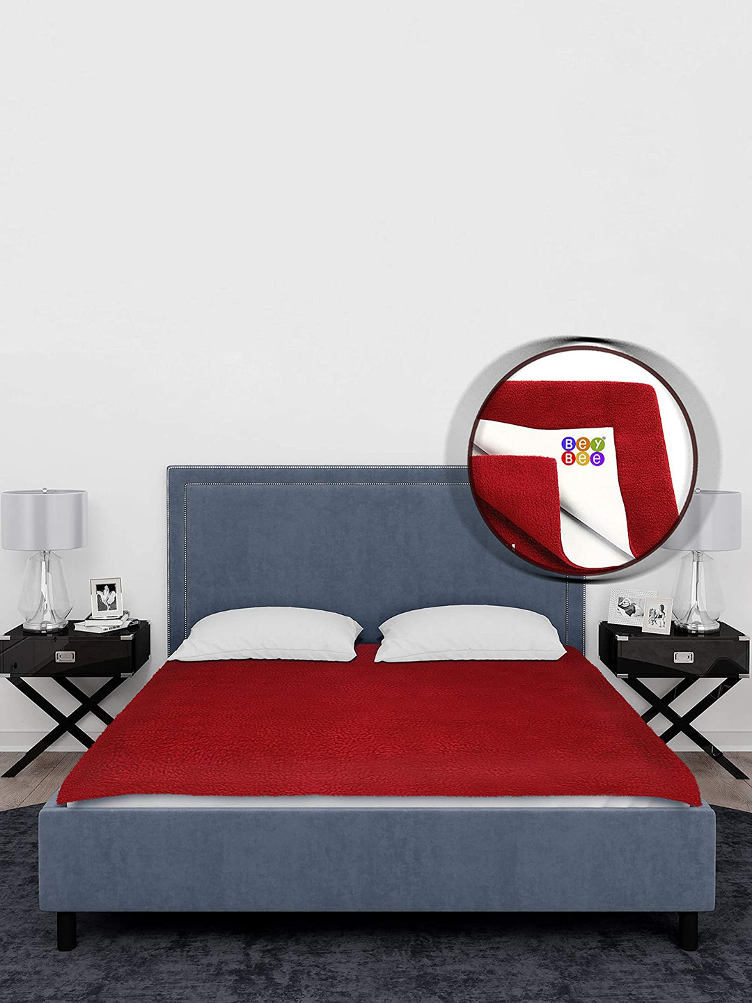 BeyBee Kids Maroon Waterproof Cotton Mattress Protector