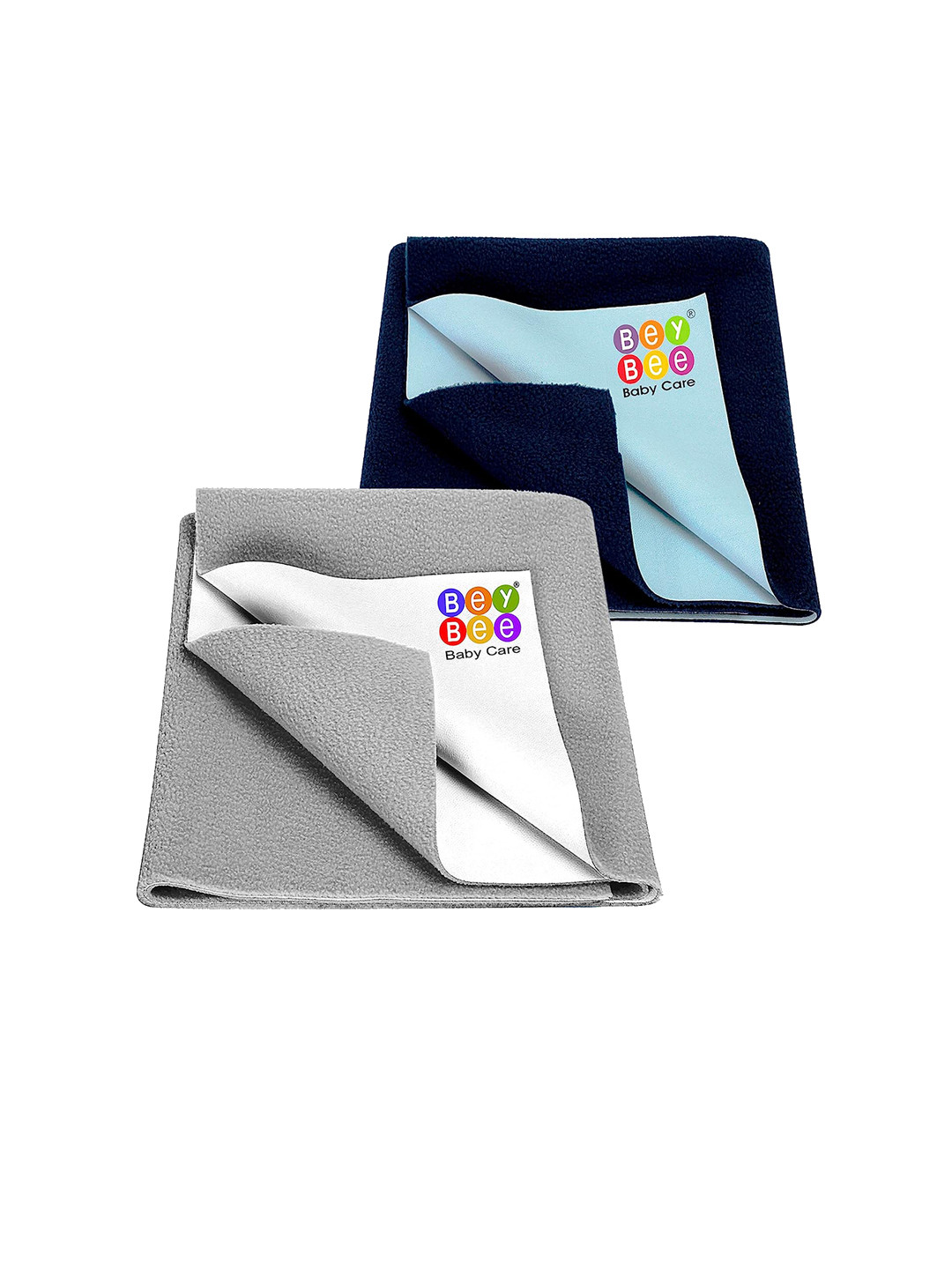 BeyBee Kids Navy Blue & Grey 2 Pieces Cotton Waterproof & Reusable Small Dry Sheet