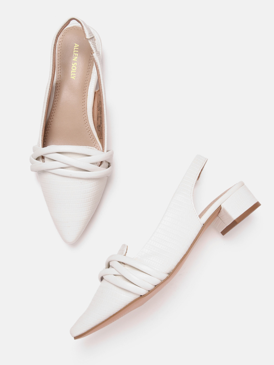 Allen Solly Women Snake Skin Textured Block Heel Mules with Braided Detail