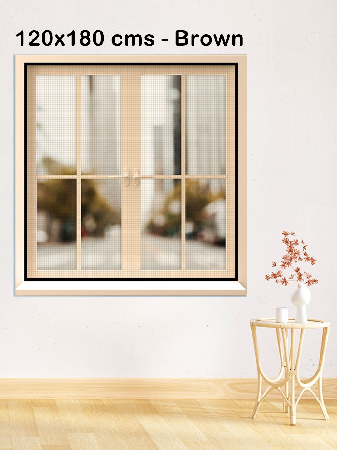 Classic Mosquito Net Brown Self-Adhesive Window Mosquito Net