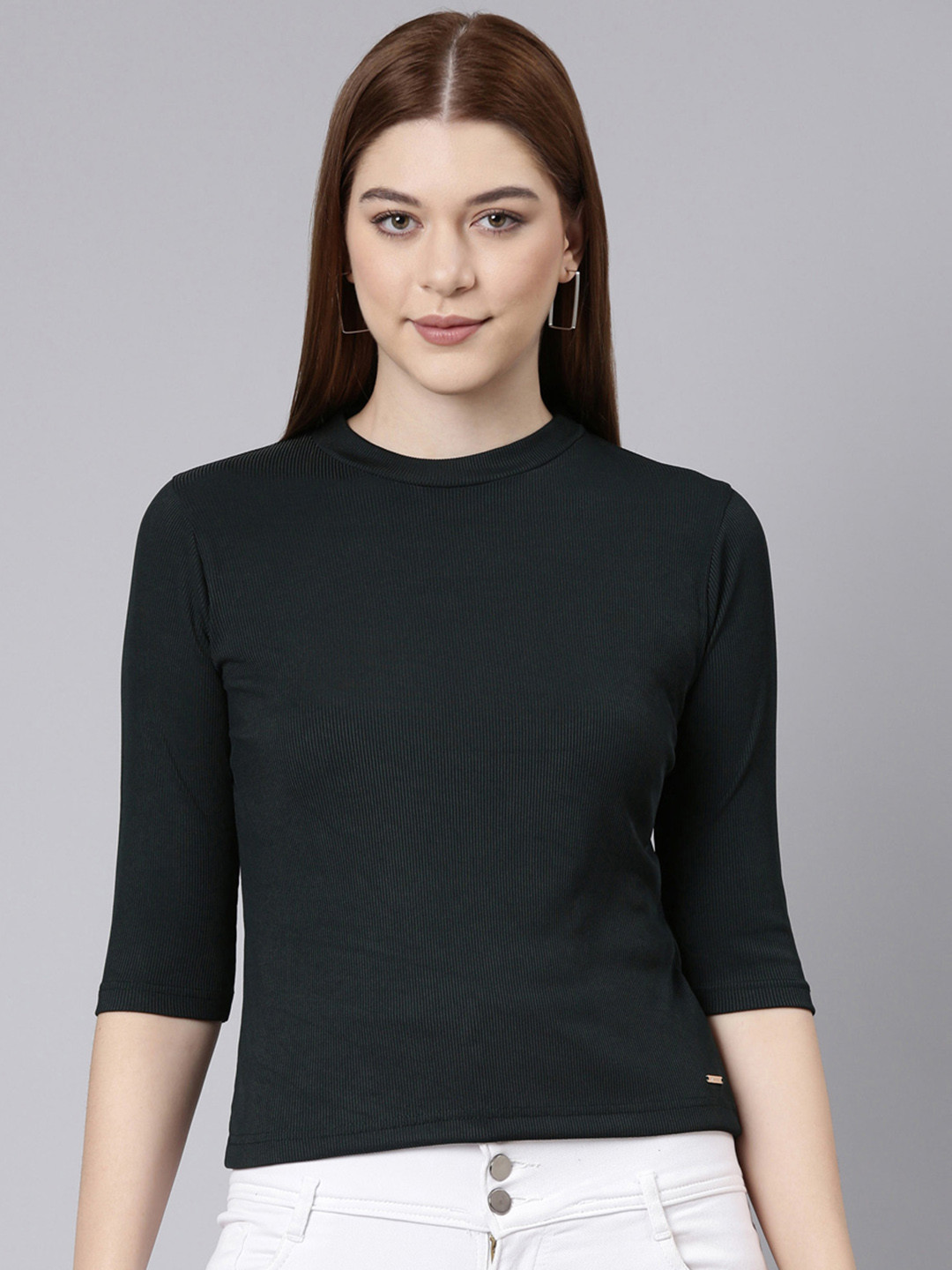 TWIN BIRDS Stretchable High Neck Top