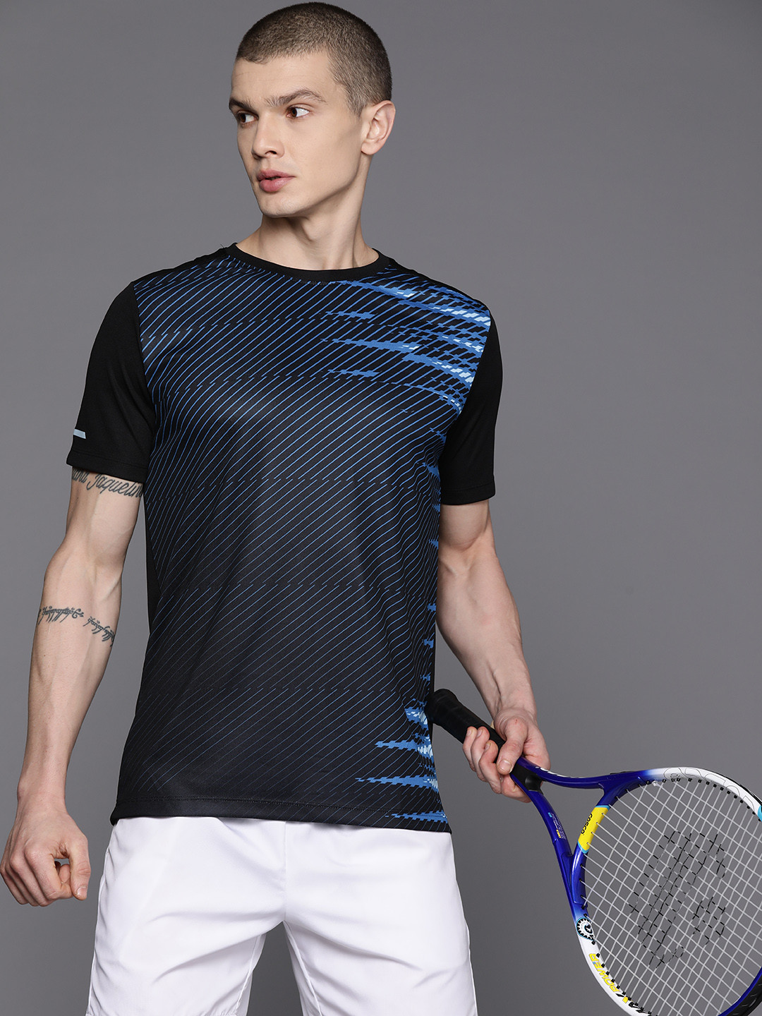 HRX by Hrithik Roshan Men Printed Rapid Dry Racket Sport T-shirt