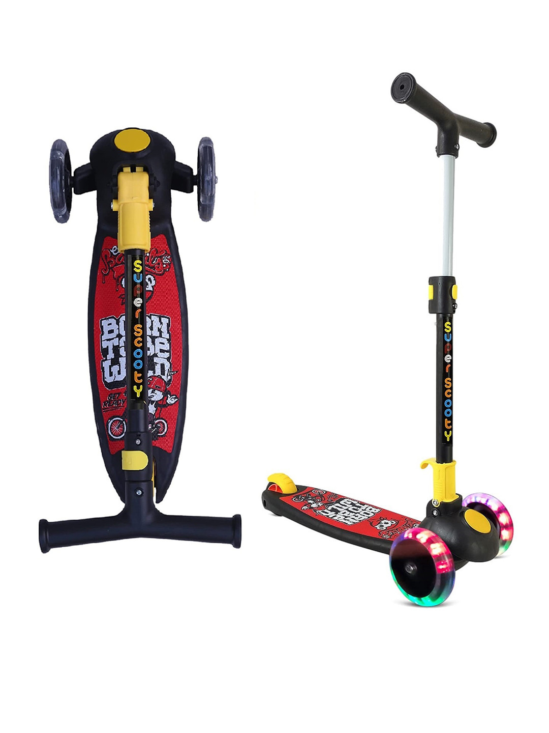 MUREN Kids 3 Wheels LED Kick Scooter With Adjustable Height & Anti Slip Base