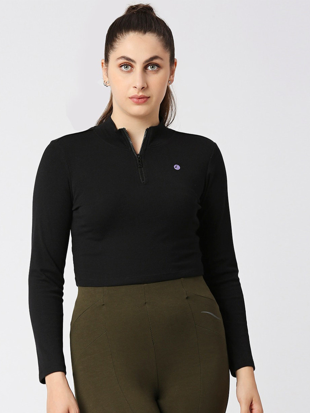 Lovable Sport High Neck Slim Fit Crop T-shirt