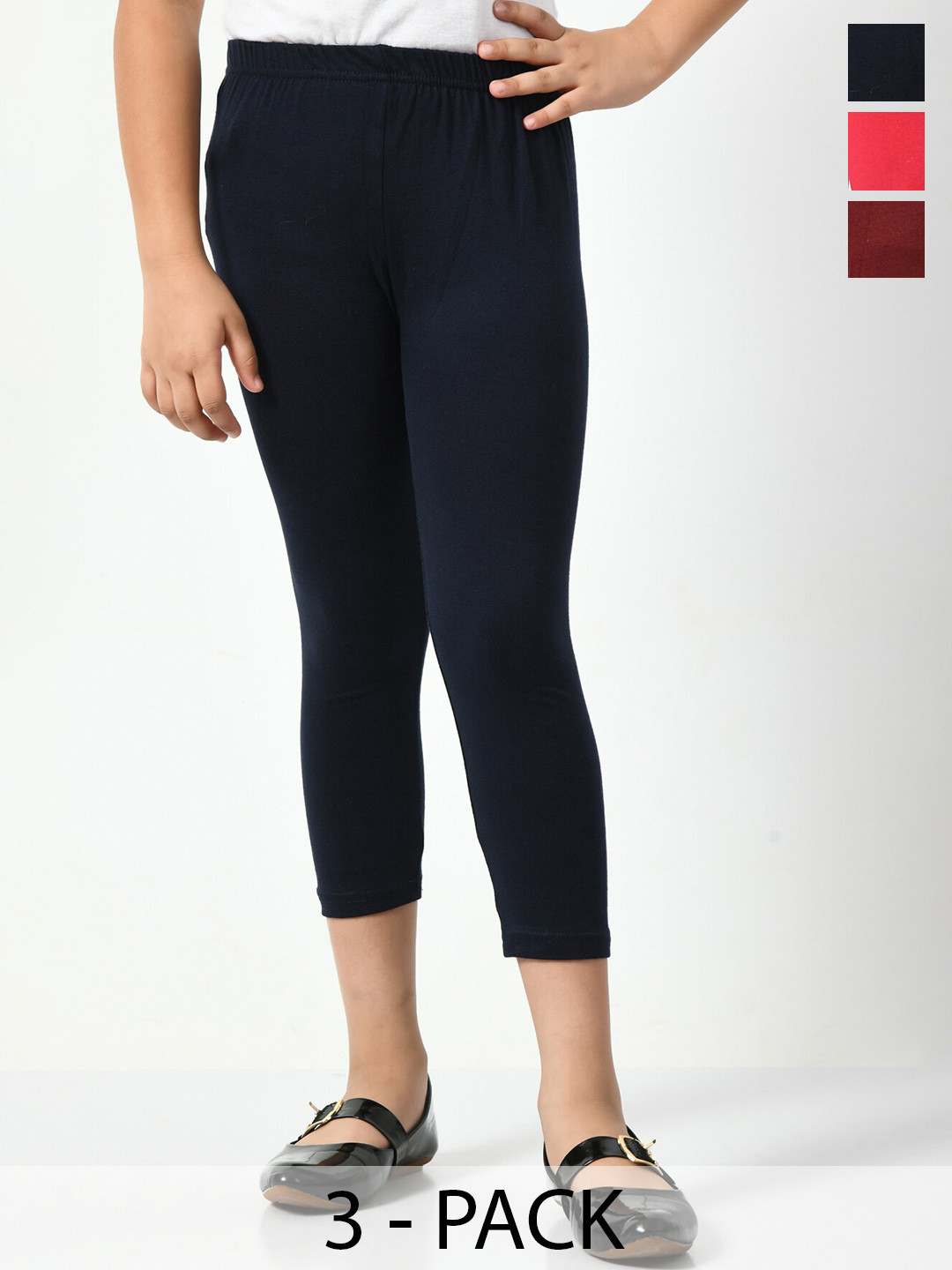 BAESD Girls Pack Of 3 Mid-Rise Comfortable Capris