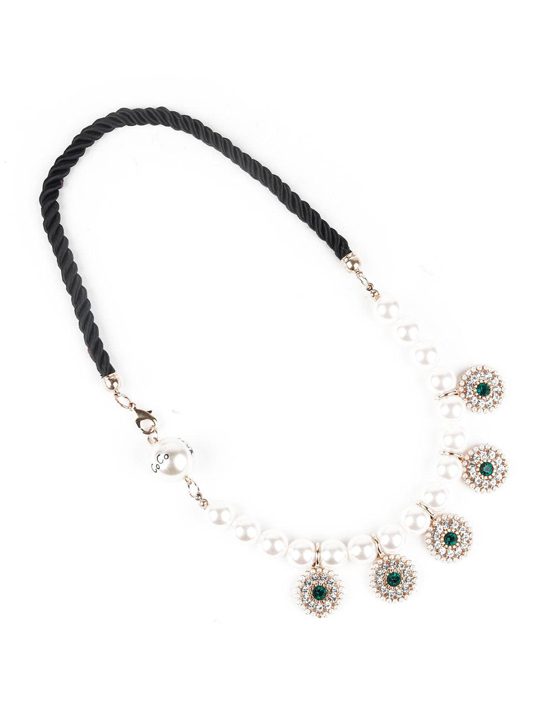ODETTE Gold-Plated Stone Studded And Beaded Necklace