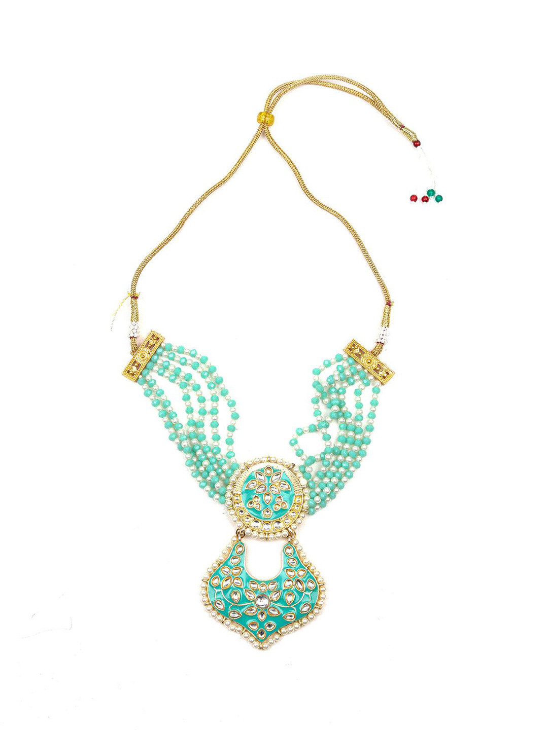 ODETTE Gold-Plated Stone-Studded & Beaded Necklace