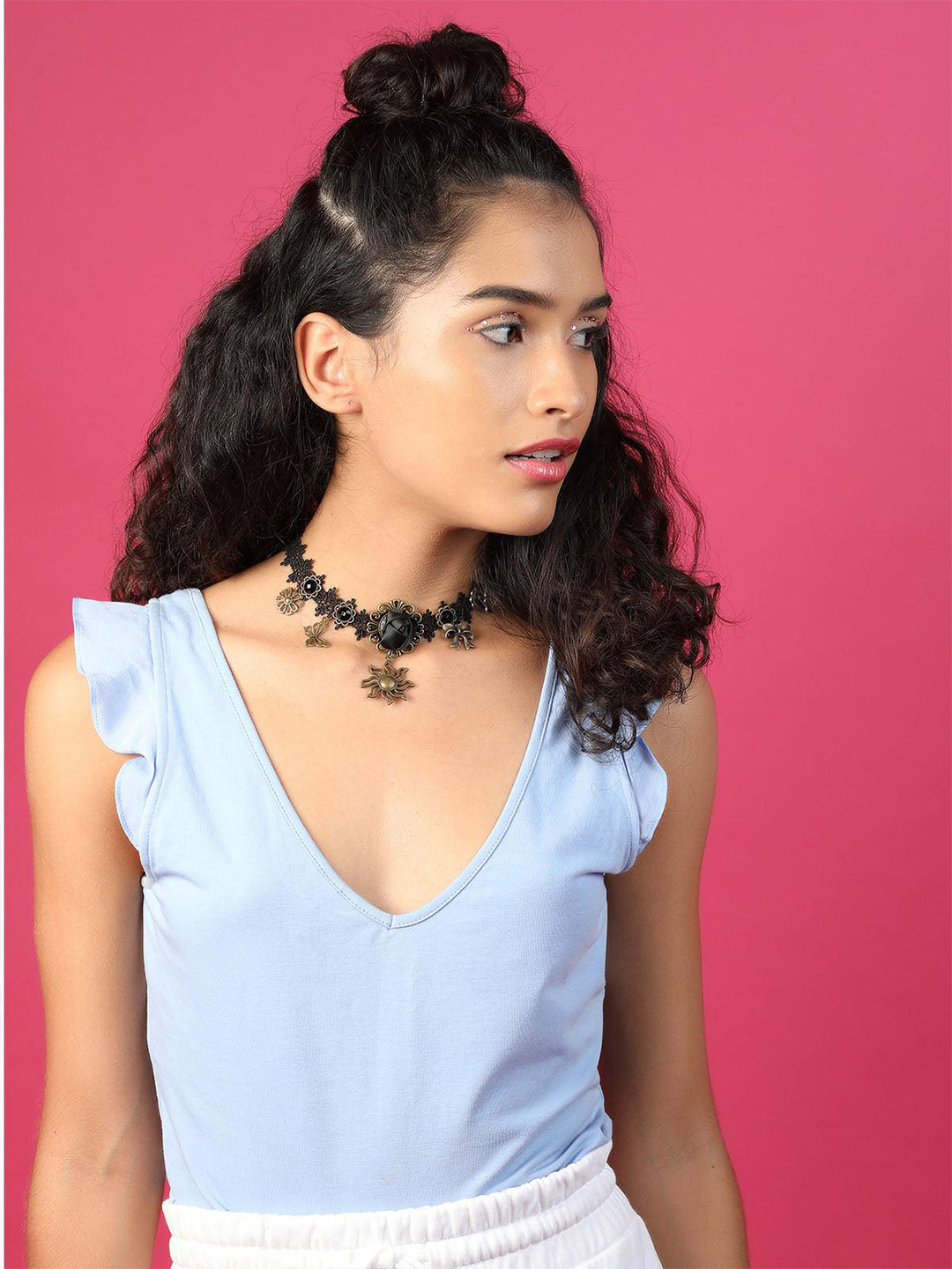 ODETTE Lace Detail Statement Choker Necklace