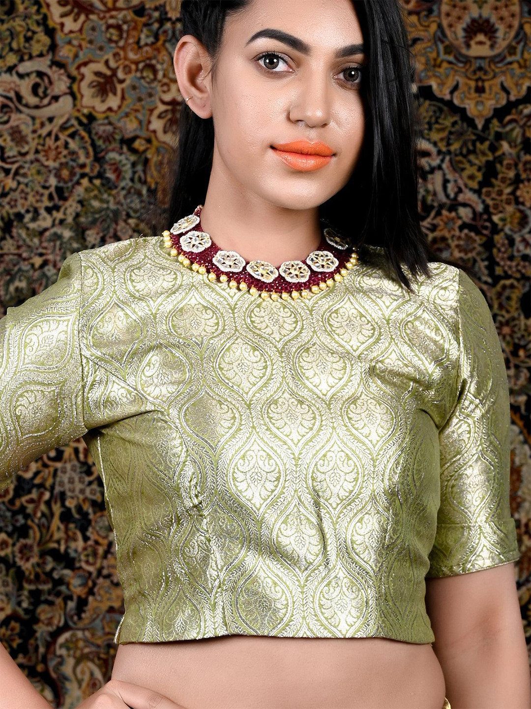 ODETTE Gold-Plated Kundan-Studded & Pearl Ckoker Necklace