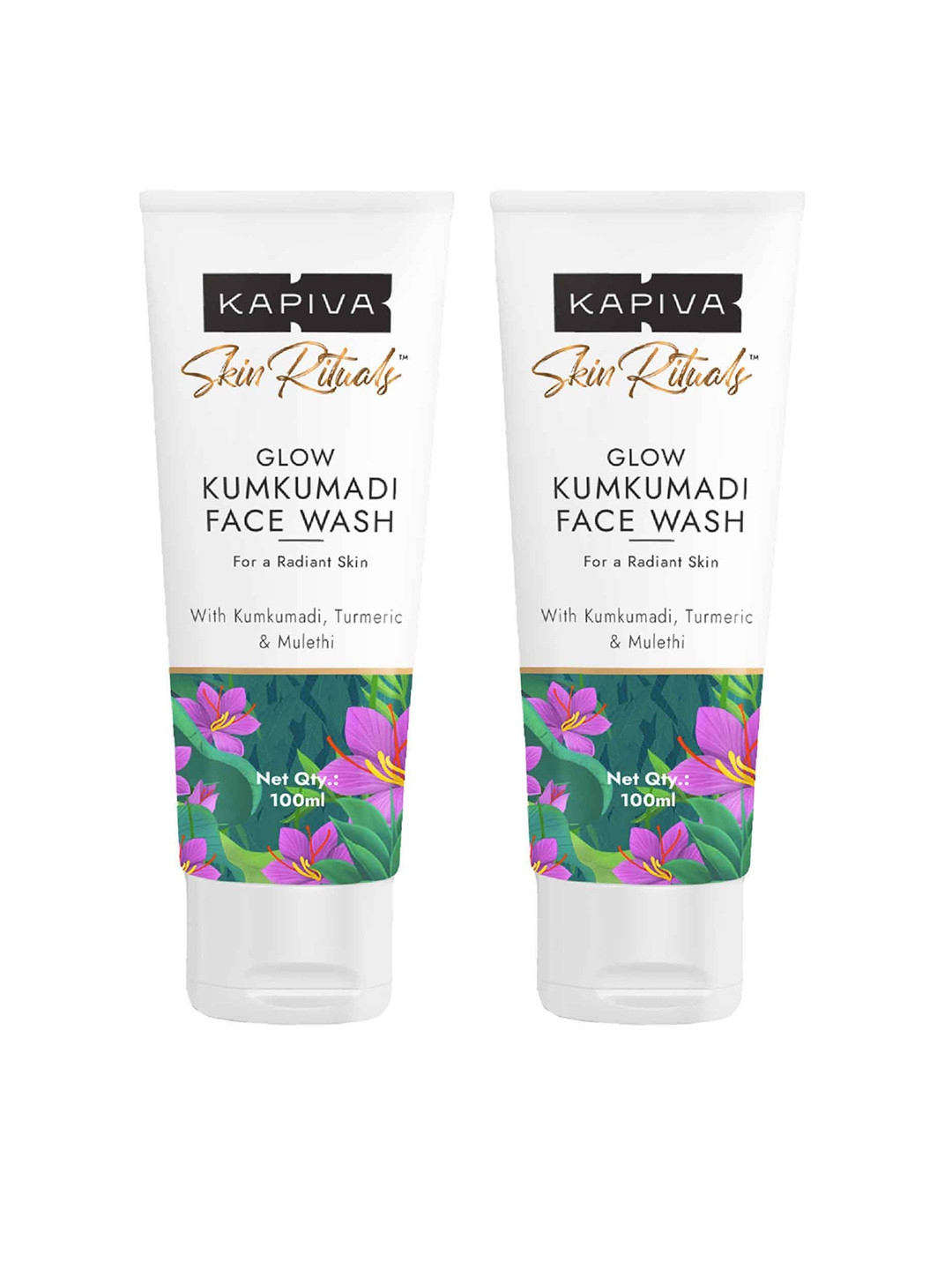 Kapiva Skin Rituals Set Of 2 Glow Kumkumadi Face Wash For Radiant Skin - 100ml Each