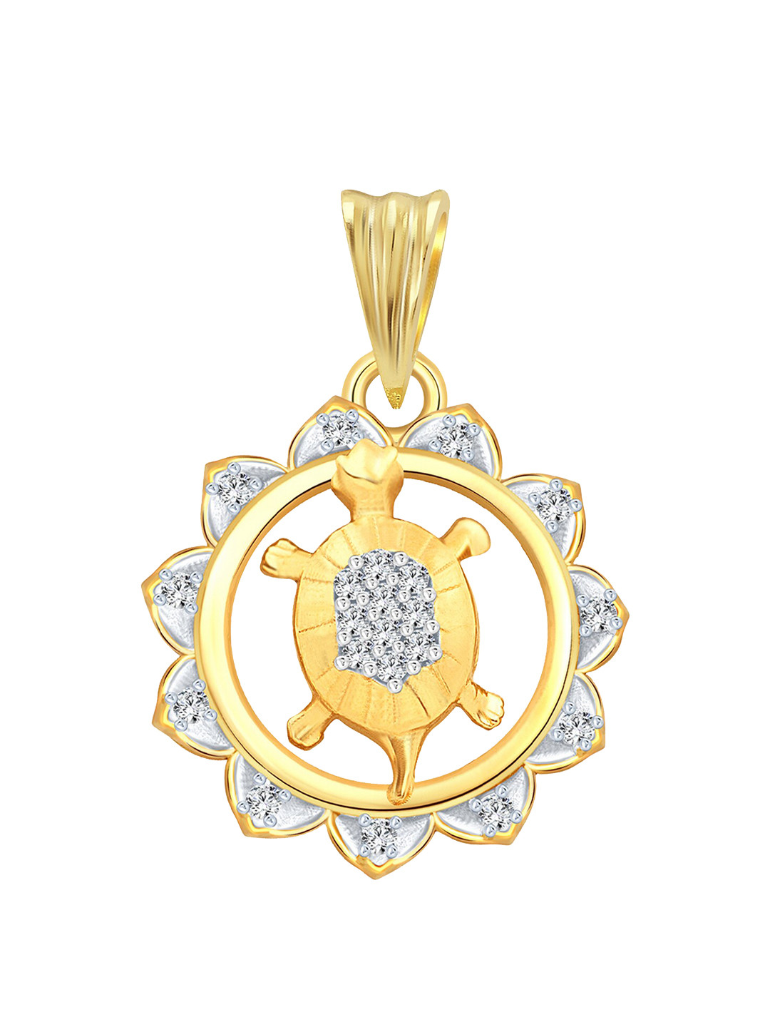 Vighnaharta Gold & Rhodium Plated Turtle Pendant