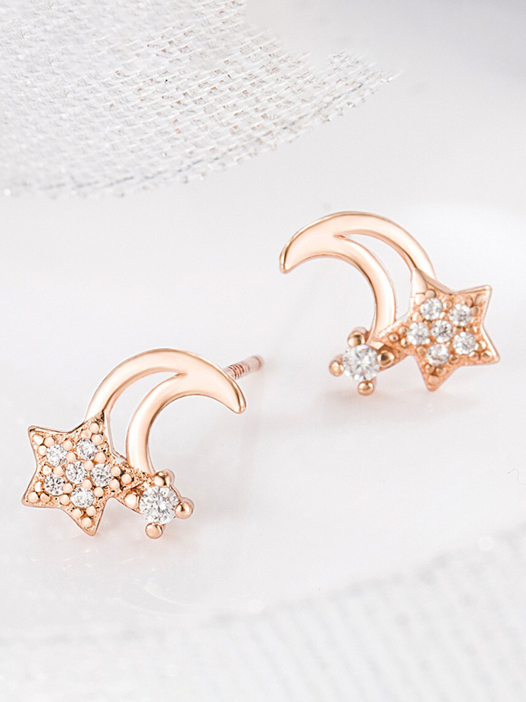 MYKI Stainless Steel Rose Gold-Plated Contemporary Studs Earrings