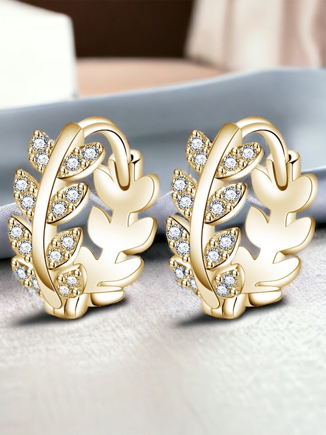 MYKI Stainless Steel Gold-Plated Contemporary Hoop Earrings