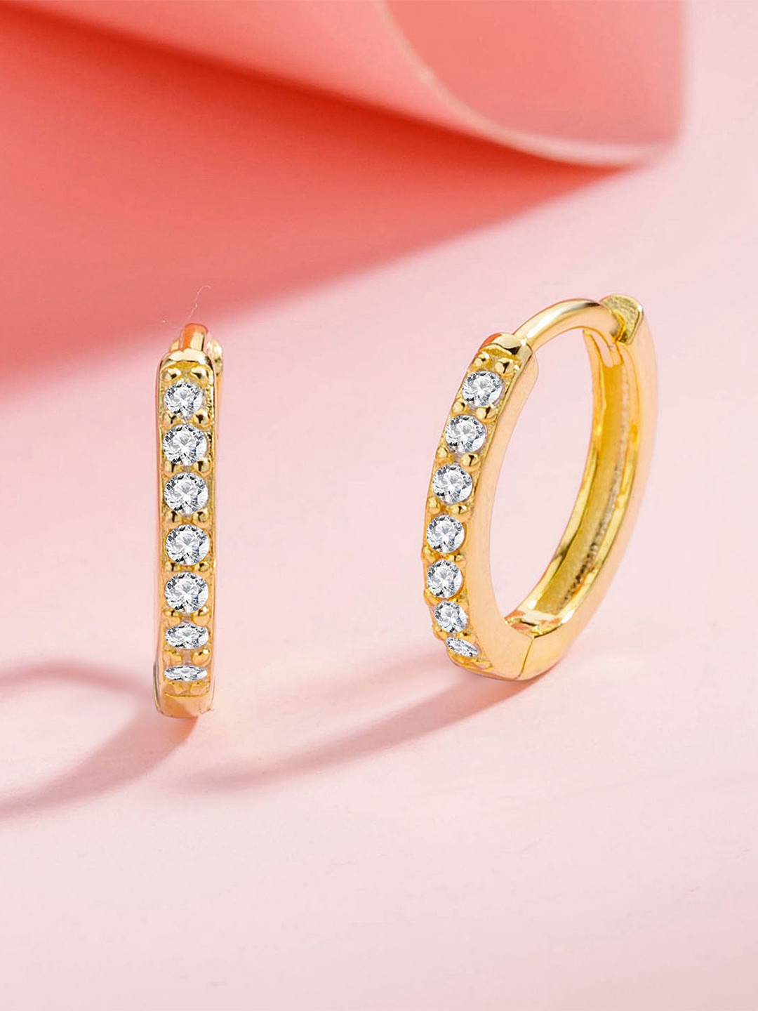 MYKI Stainless Steel Gold-Plated Contemporary Hoop Earrings