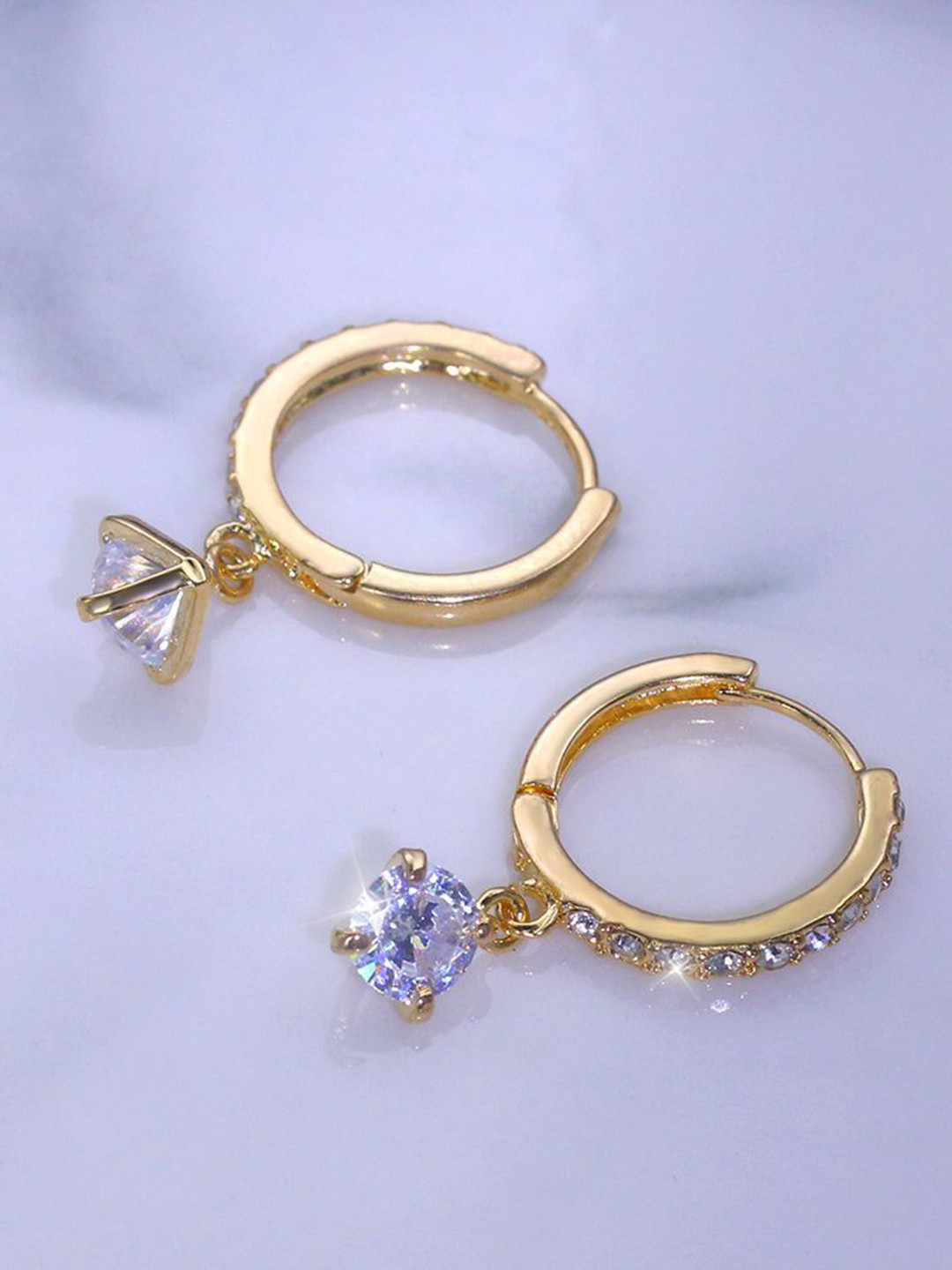 MYKI Stainless Steel Gold-Plated Contemporary Hoop Earrings