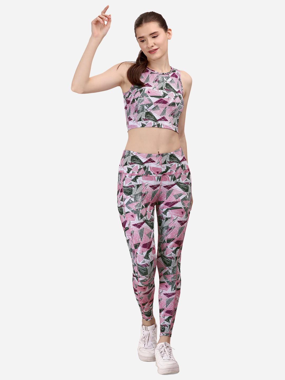 Soie Printed Crop Top & Ankle Length Tights