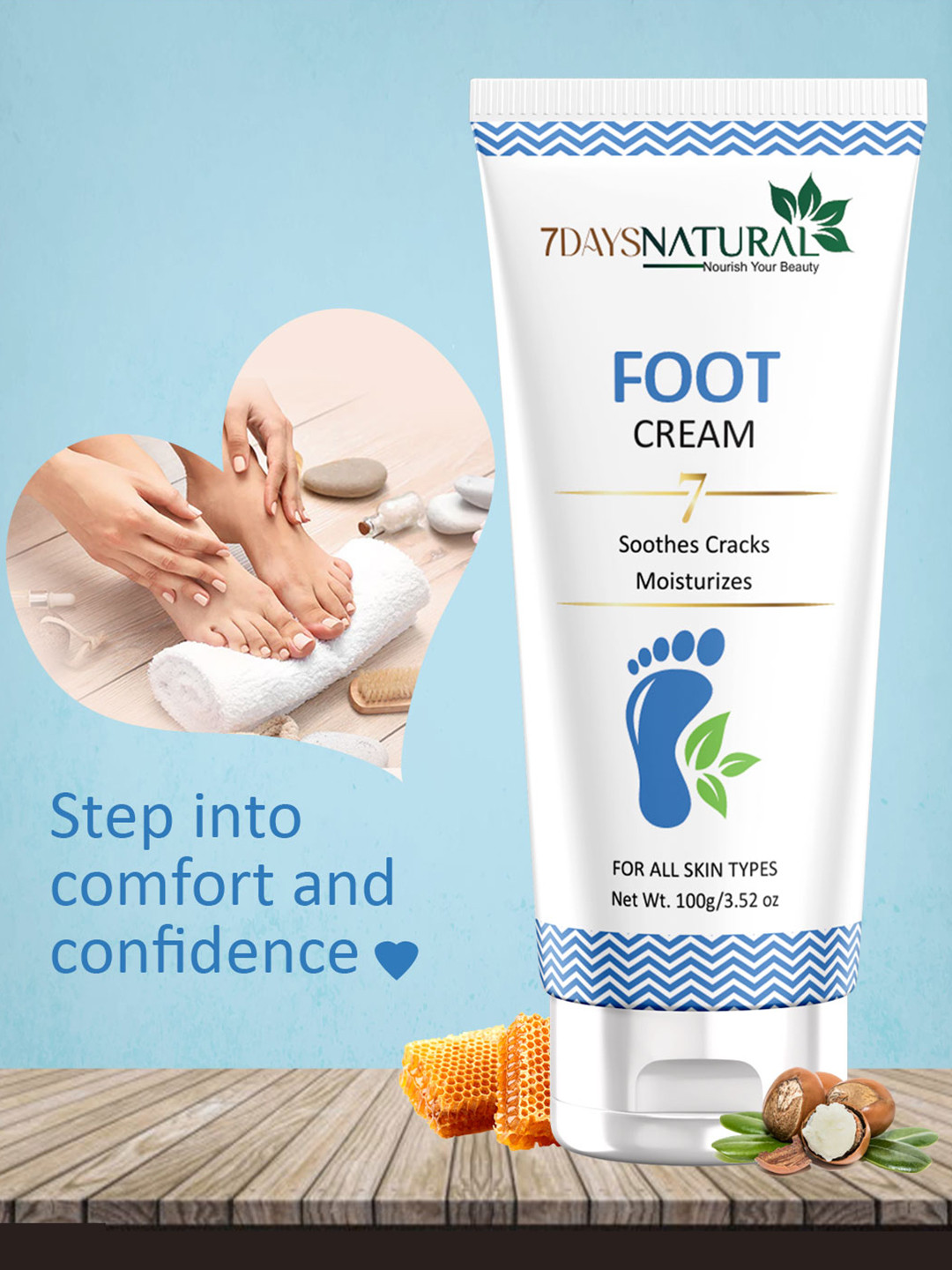 7DAYSNATURAL Feel Of Nature Foot Cream with Aloe Vera & Beeswax - 100 g
