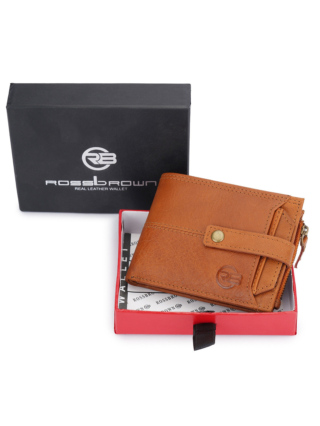 ROSS BROWN Men Textured Leather Two Fold Wallet