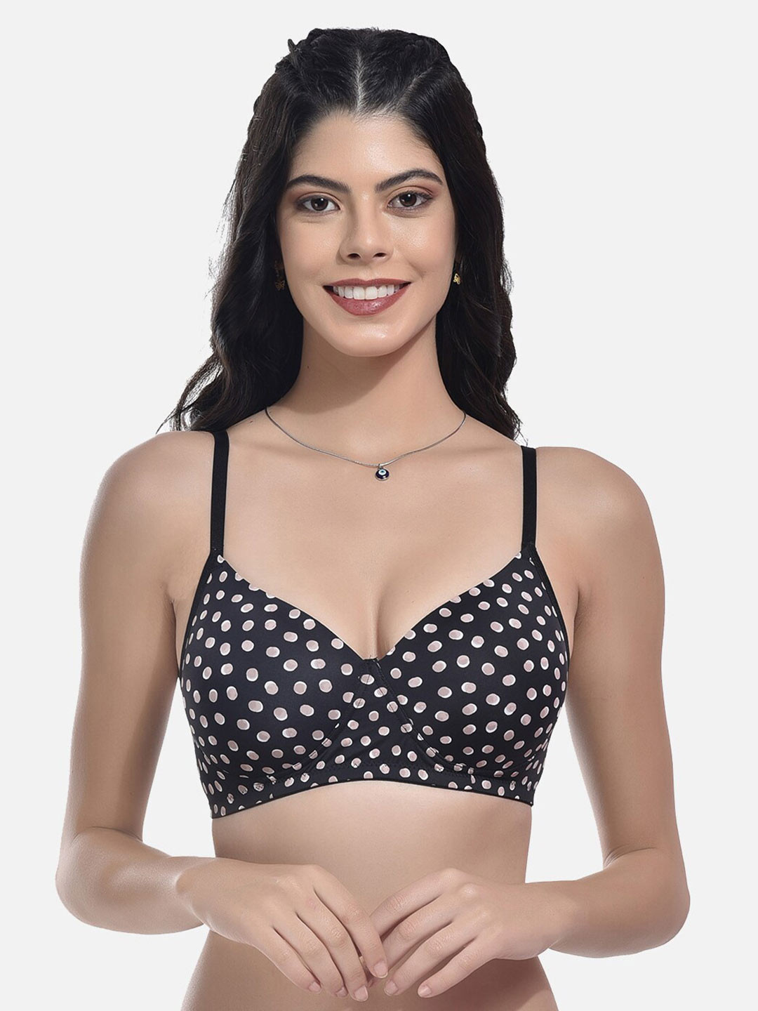 StyFu Polka Dot Bra Full Coverage Lightly Padded