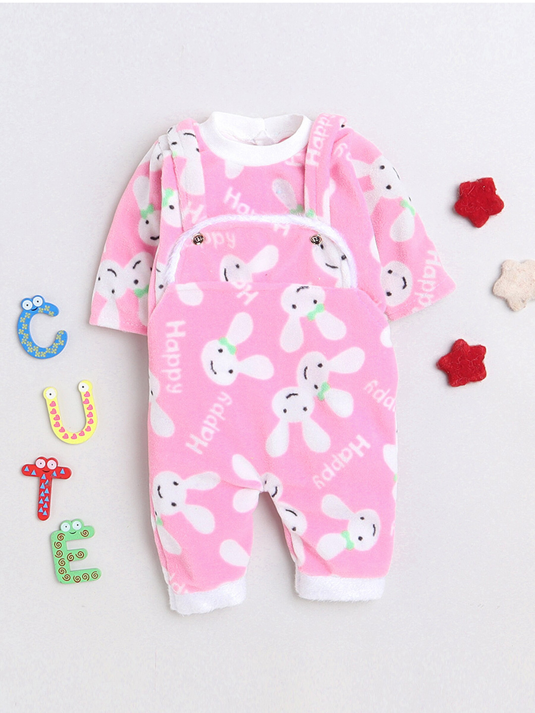 FOURFOLDS Infant Boy Bugs Bunny Printed Cotton T-shirt With Dungarees