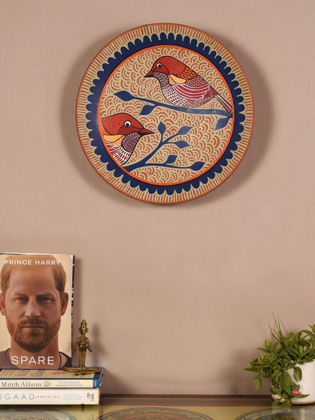 AAKRITI ART CREATIONS Orange & Blue Songbird Sonata Painting Wall Art