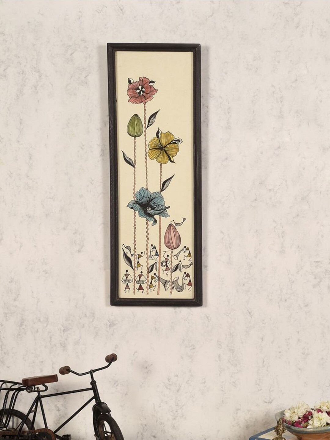 AAKRITI ART CREATIONS Chromatic Petals Wood Wall Rectangle Paintings Wall Art -16 x 11In