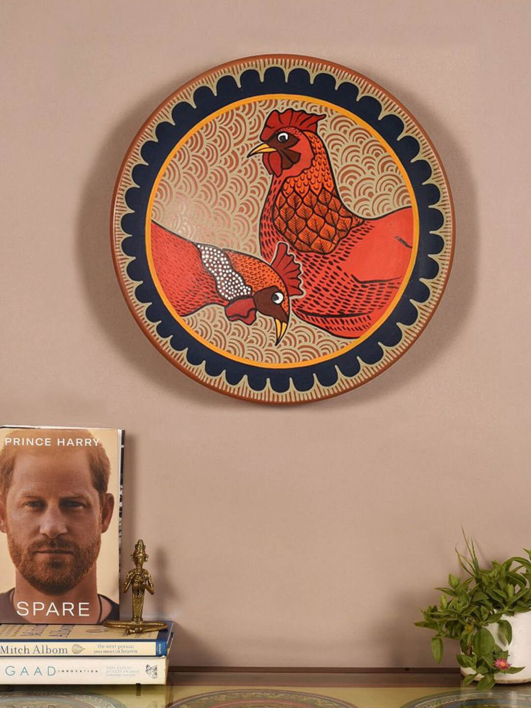 AAKRITI ART CREATIONS Orange Terracotta Wall Decor Plate