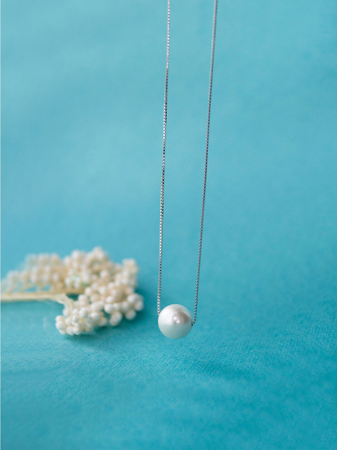 MANNASH Rhodium-Plated Pearl Sterling Silver Necklace