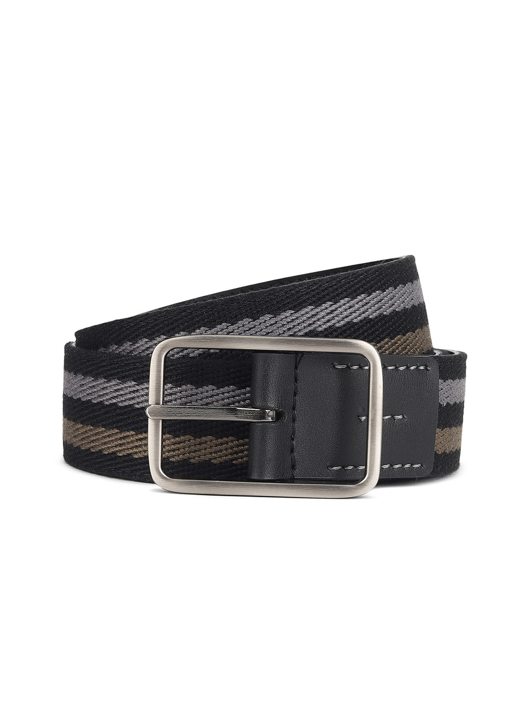 Urbano Fashion Men Striped Leather Belt