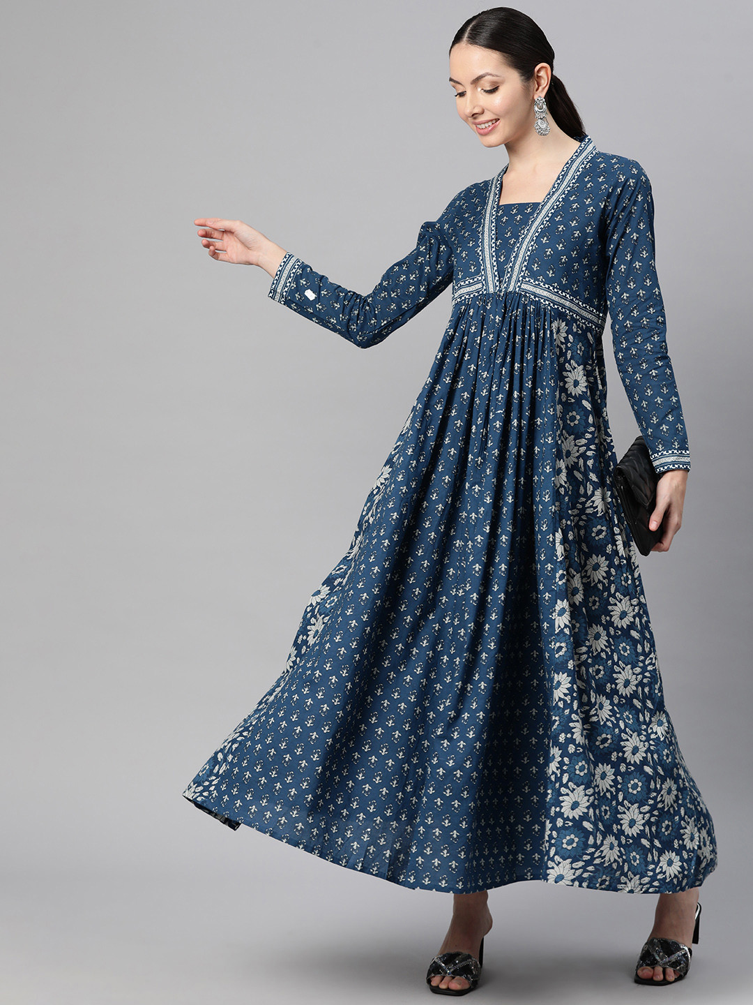 Vbuyz Ethnic Motifs Print Cotton Maxi Dress