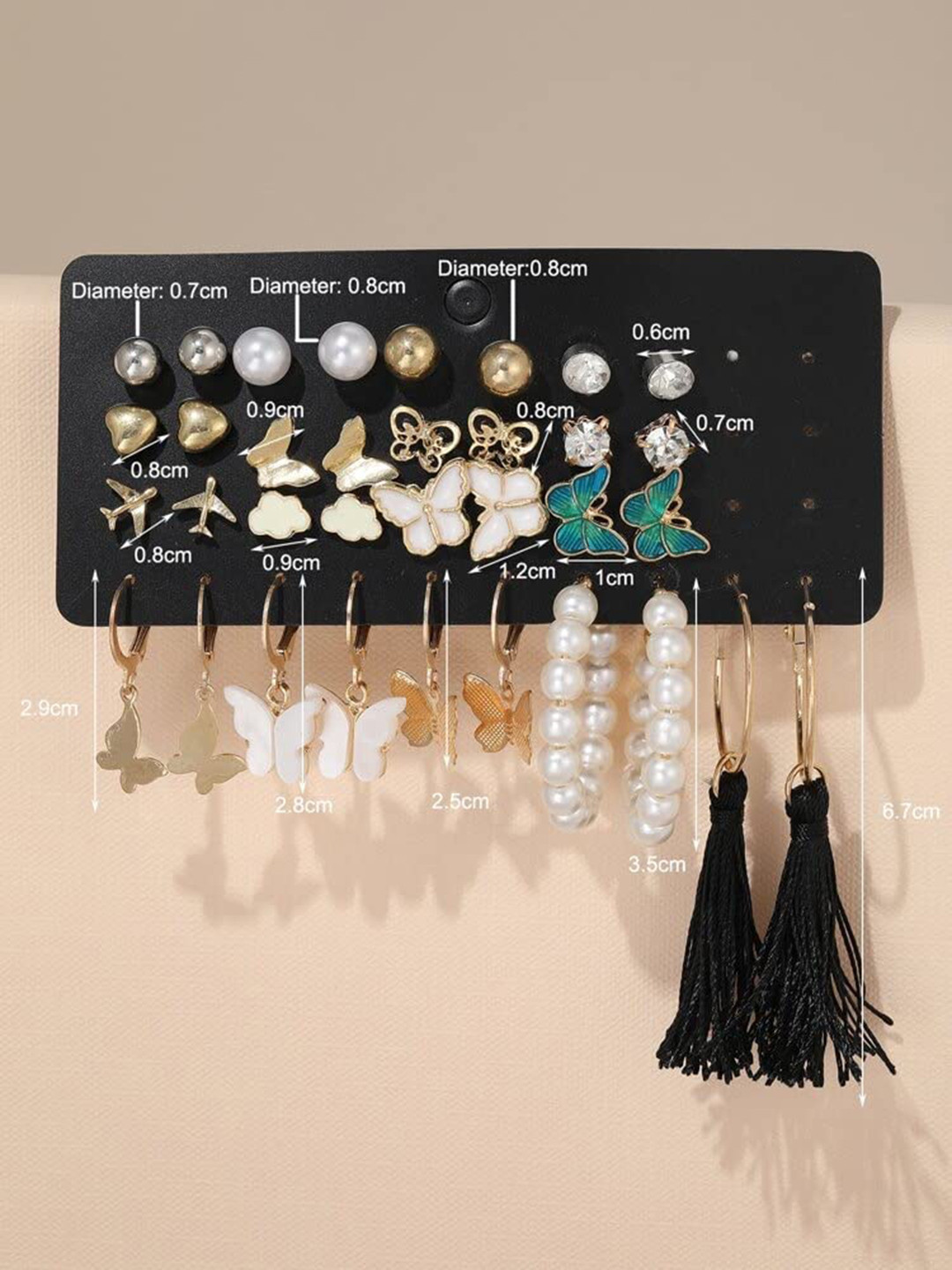 The Pari Set Of 17 Gold-Plated Stone Studded & Beaded Studs Earrings